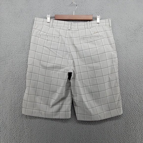 Nike Golf Shorts Mens Size 36 Gray Beige Big Check Pattern Stretch - Picture 4 of 8